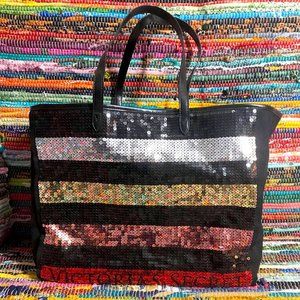 Large Victoria’s Secret Sequin Striped Tote